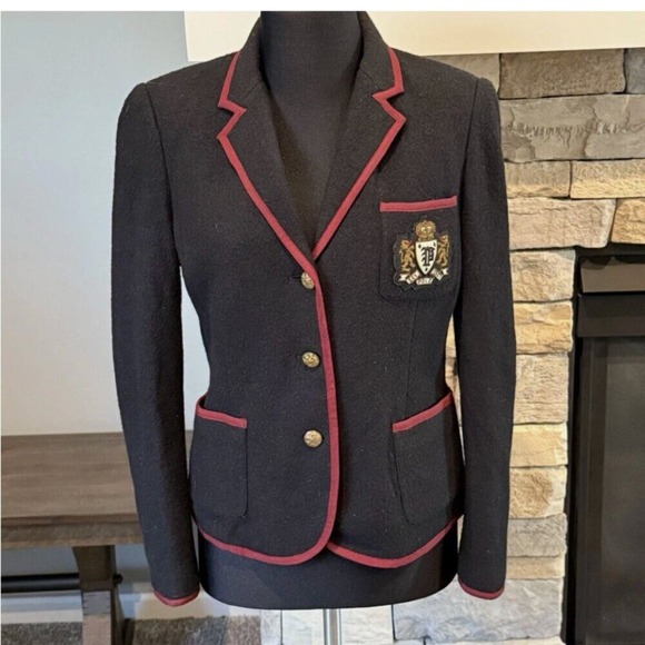 Ralph Lauren Jackets & Blazers - Ralph Lauren Polo Varsity Wool Blazer Tipped Jacket‎ Crest Pocket 4